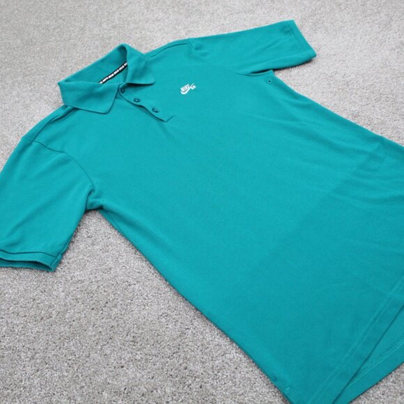Nike SB Pique Polo Shirt Men Small Green Dri-Fit Vented Cotton/Poly S/S Pullover - Picture 5 of 15